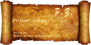 Priher Zelma névjegykártya